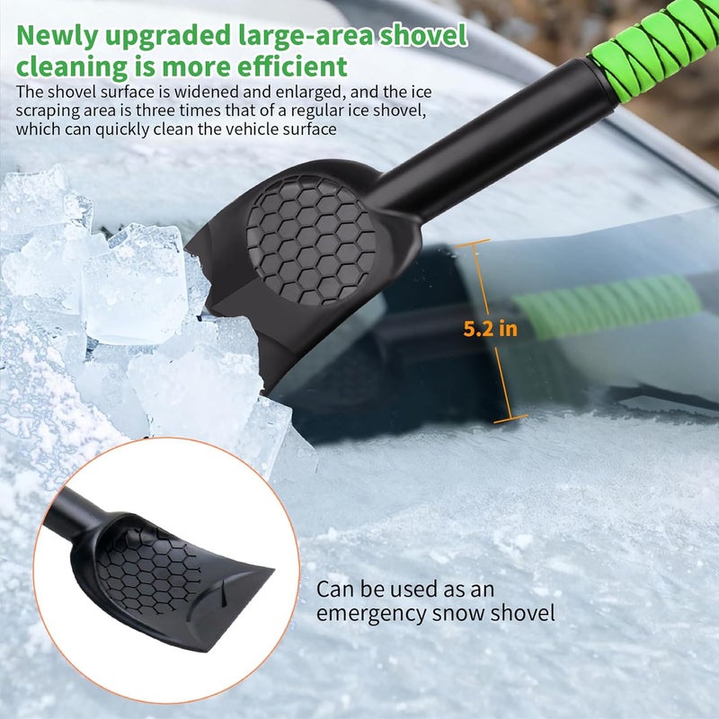 Nibule 43.3'' Snow Shovel & Snow Brush with Ice Scrapers for Car Windshield,5-in-1 Extendable Thicken Aluminum Tube,180° Pivoting Brush Head & Foam Grip for Christmas, Cars, Trucks, SUVs, Vehicle（Green - Image 3